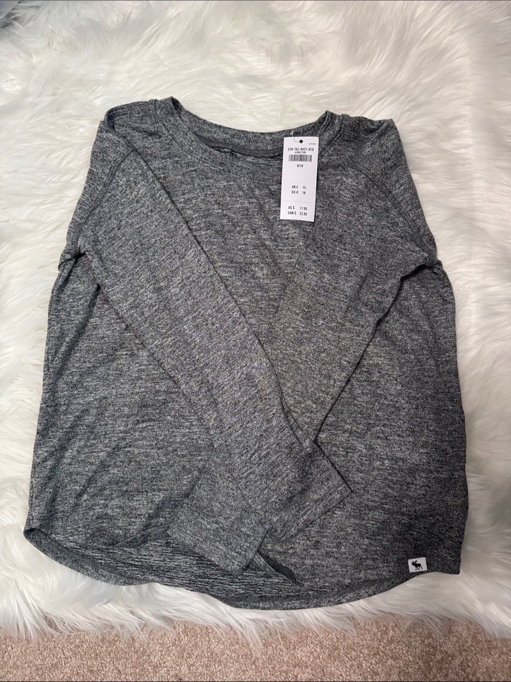 Abercrombie & Fitch Women's Charcoal Heather Long Sleeve Tee